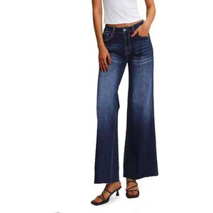 Women's High Waisted Wide Leg Jeans Elastic Denim Casual Pants